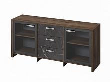 Тумба трехсекционная с 2 дверьми FI-13-02.G. Орех Пацифик Табак/Камень Пьетра Гриджиа черный