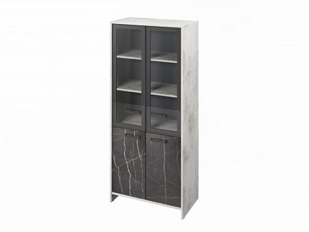 Шкаф для документов FB-671.G Хромикс белый/Камень Пьетра Гриджиа черный