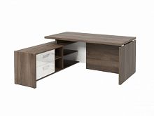 Стол с опорной тумбой FI-117L.GG Орех Пацифик Табак/Мрамор Леванто белый